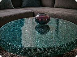Inquire about pattern glass tabletops and furniture inserts with designer styles